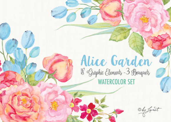 Alice Garden: The Elegance of Watercolor Clipart for Creative Projects