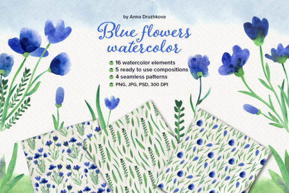 Blue Flowers Watercolor Clipart: A Creative Toolkit