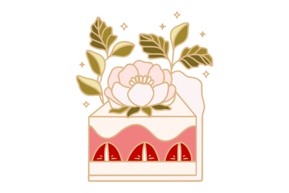 Bringing Sweet Elegance to Your Brand with Pink Strawberry Cake and Peony Clipart