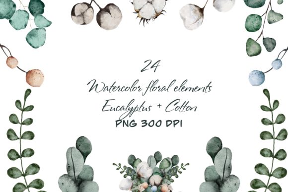 Elevate Your Creative Projects with Watercolor Eucalyptus and Cotton Rustic