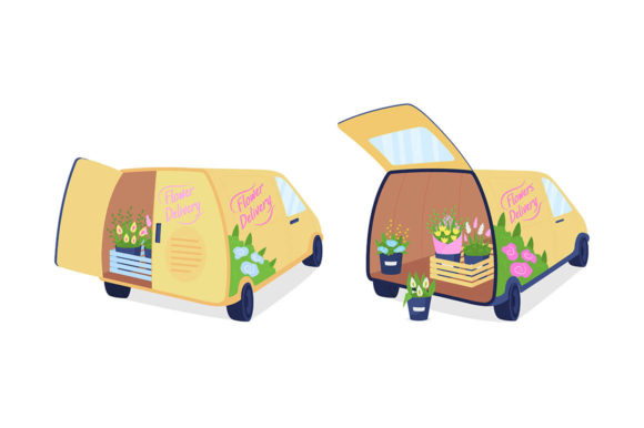 Flower Delivery Vans Vector Assets: A Practical Resource for Design Projects