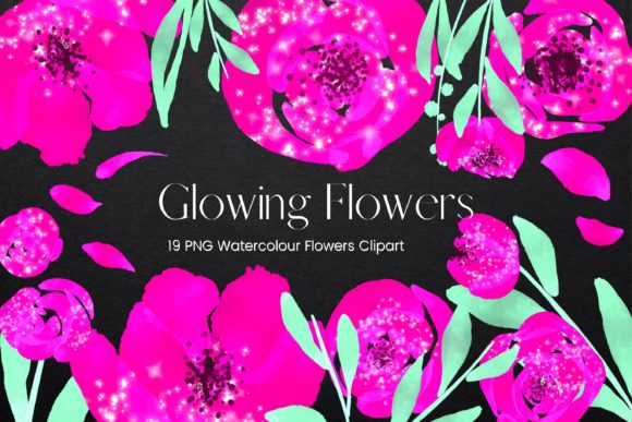 Glowing Pink Watercolour Flowers for Creative Projects