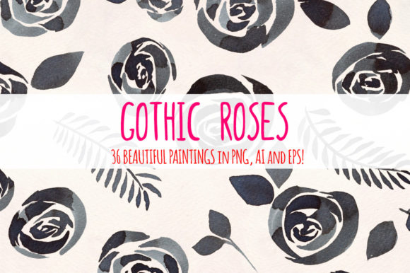 Gothic Roses: Hand-Painted Watercolour Graphics for Modern Creators