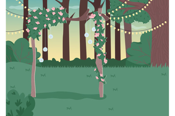 Integrating Rural Wedding Flat Color Illustrations into Creative and Event Planning Workflows