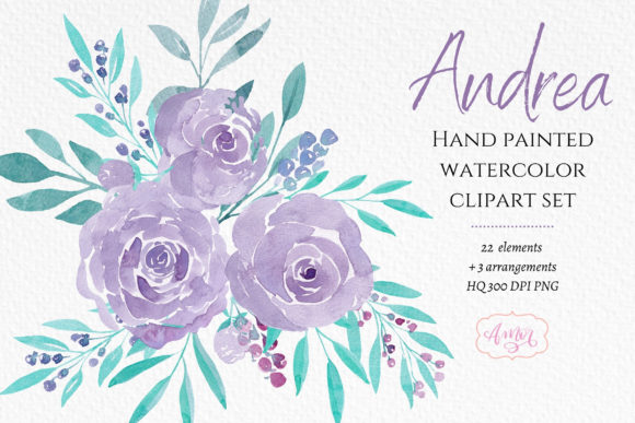 Premium Purple Watercolor Flowers Clipart for Creative Projects