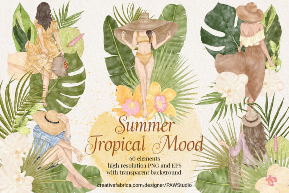 Summer Tropical Fashion Girls Clipart: A Design Asset Evaluation