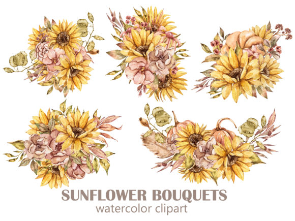 Sunflower Fall Bouquets Clipart for Your Creative Projects