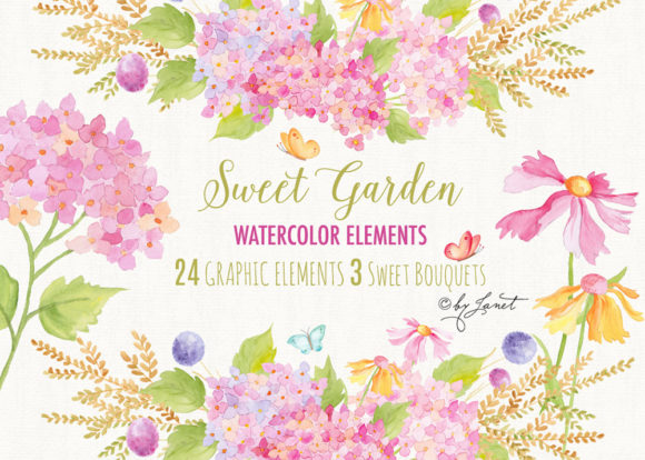Sweet Garden Collection: A Watercolor Clipart Set for Creative Projects