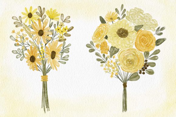 The Practical Elegance of a Yellow Hand Bouquet Watercolor Set