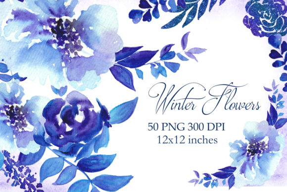 Transform Your Winter Projects with Blue Watercolor Flowers Clipart