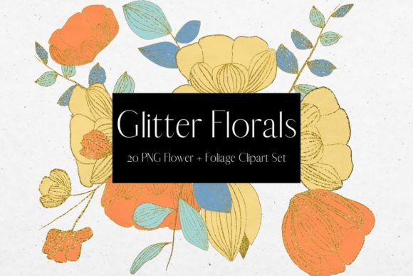 Yellow and Orange Glitter Flowers for Your Creative Projects